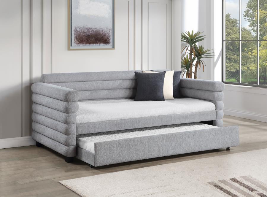 Boucle Upholstered Twin Day Bed with Trundle Grey $679.99+TX