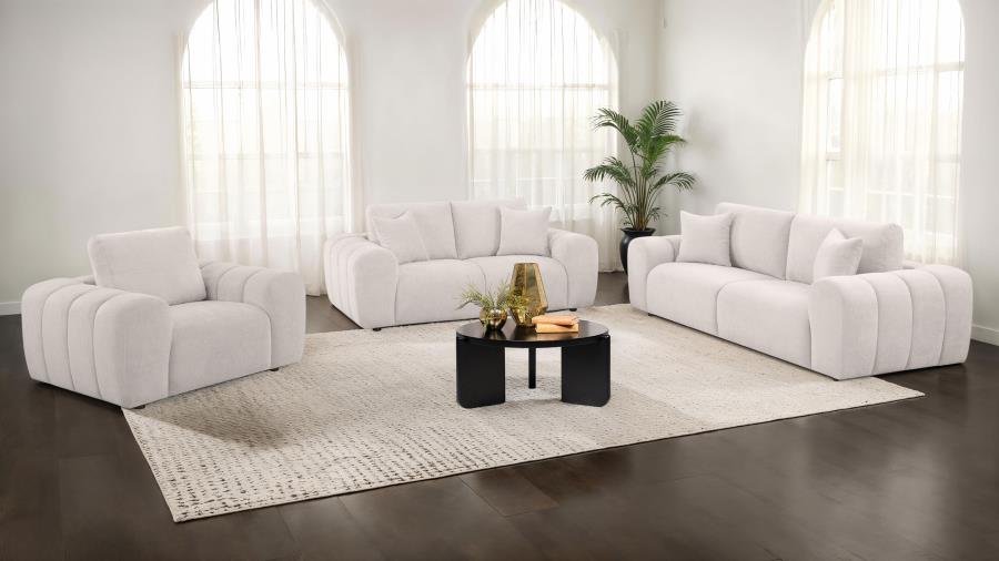 Chenille Upholstered Wide Arm Sofa Ivory $969.99+TX