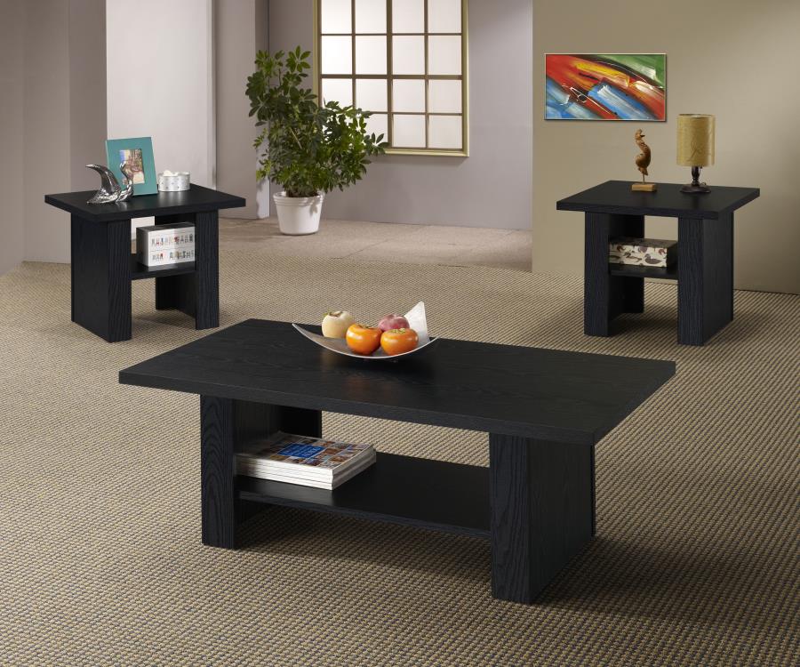 3-piece Engineered Wood Coffee Table Set Black $239.99+TX