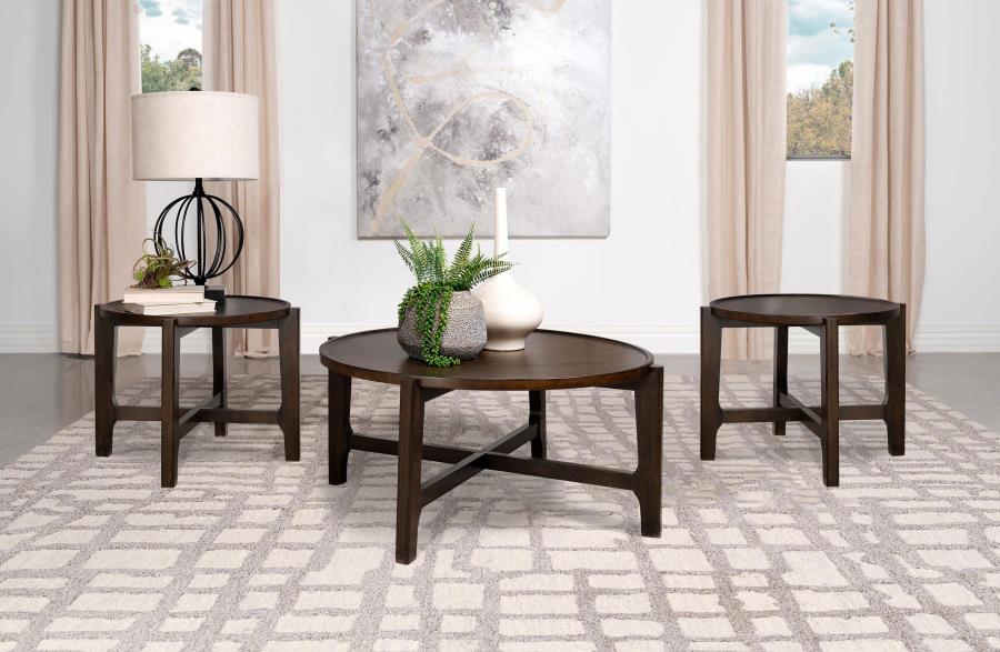 3-piece Solid Wood Coffee and End Table Set Dark Brown $579.99+TX