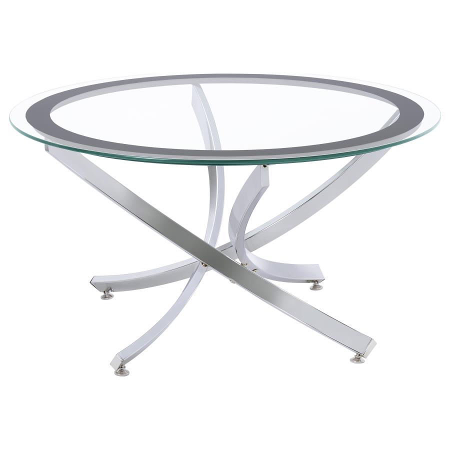 Round Glass Top Coffee Table Metal Base Chrome $239.99+TX