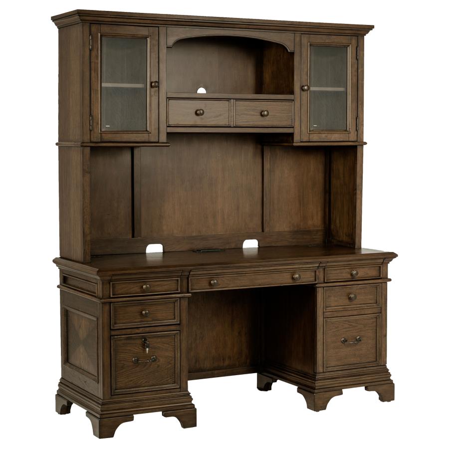 66-inch 5-drawer Credenza with Hutch Burnished Oak 2199.99+TX