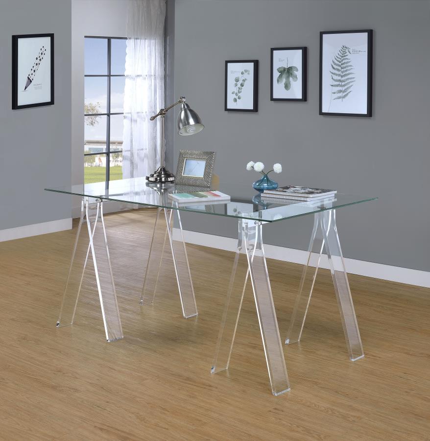 59-inch Glass Top Acrylic Writing Desk Clear $489.99+TX