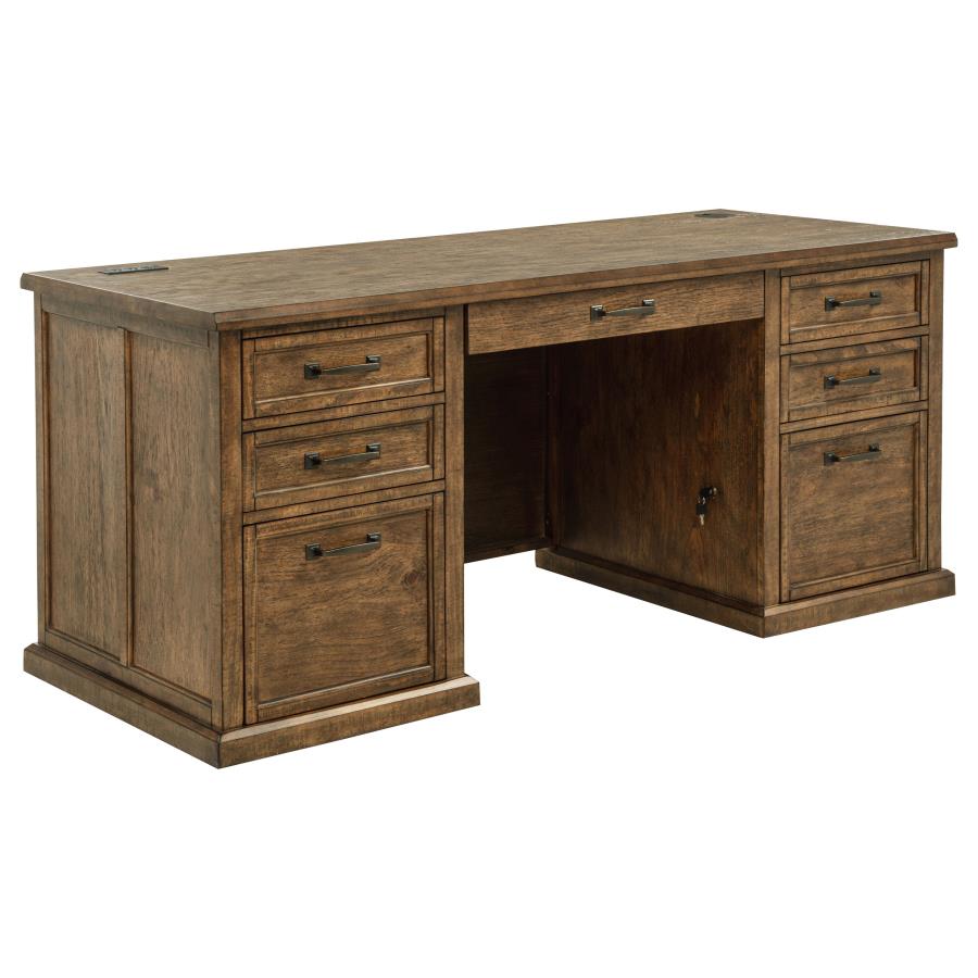 DISTRESSED BROWN EXECUTIVE DESK $1069.99+TX