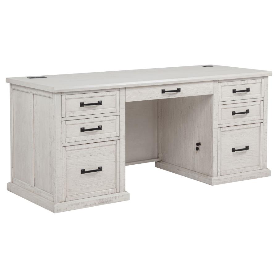 DISTRESSED WHITE EXECUTIVE DESK $1099.99+TX