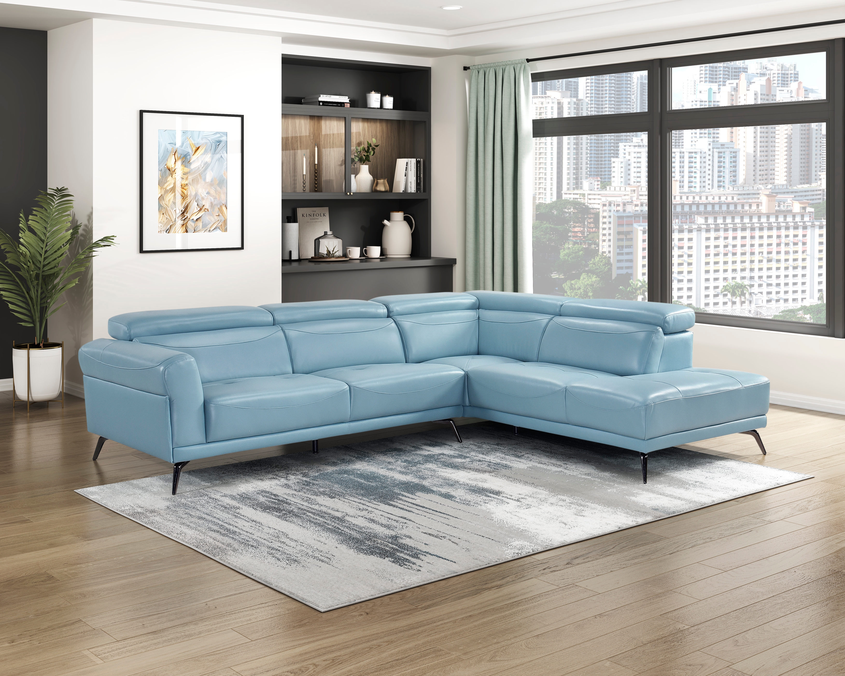 Blue Leather 2-Piece