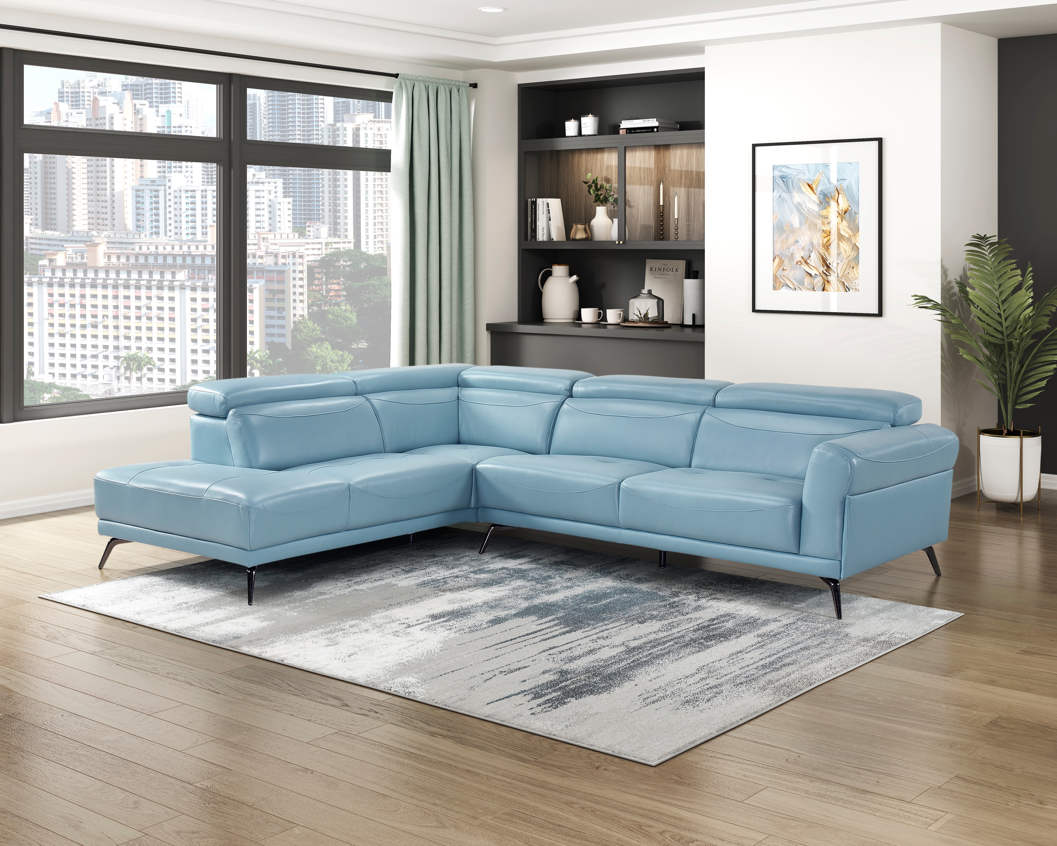 Blue Leather 2-Piece