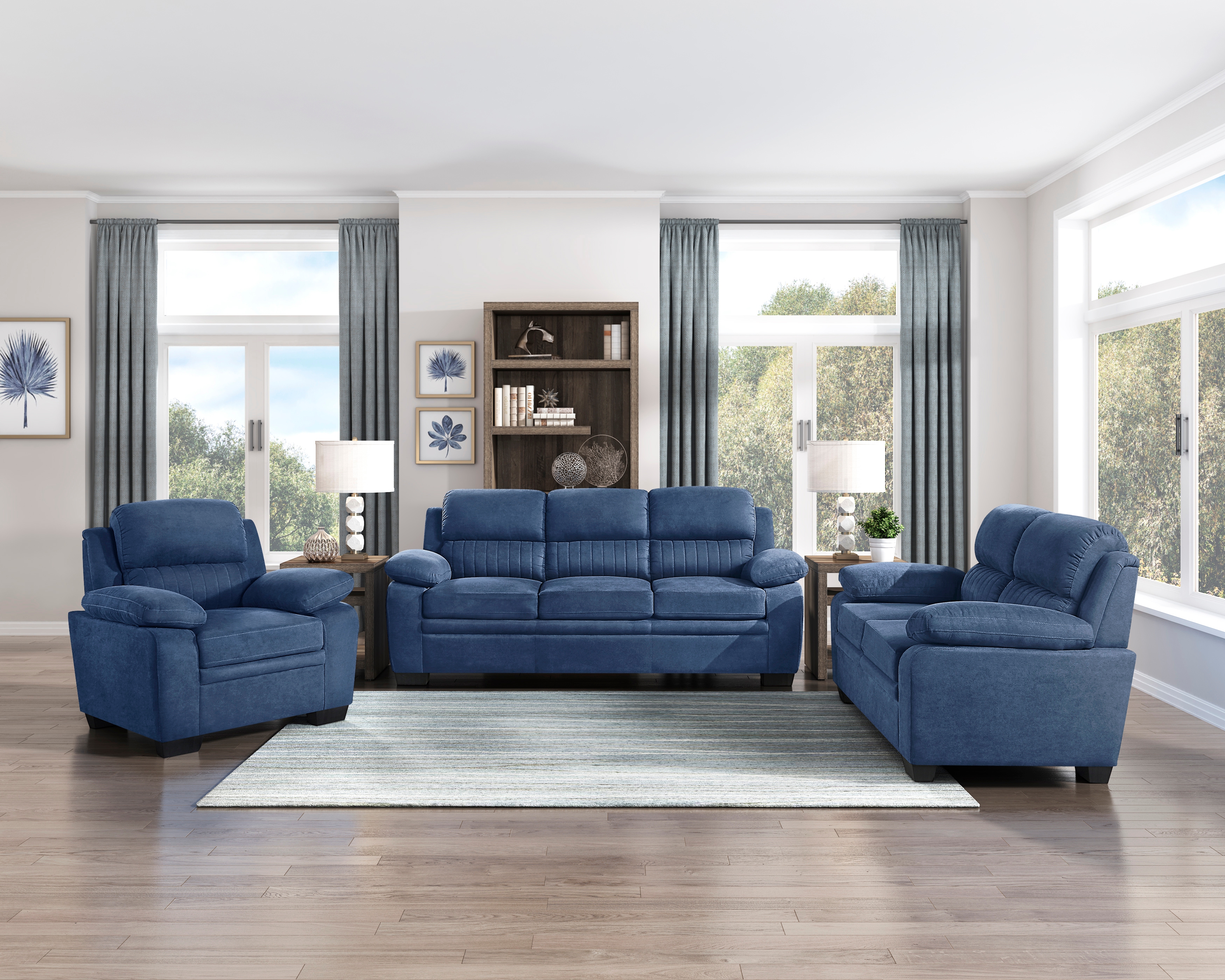 Blue Textured Sofa