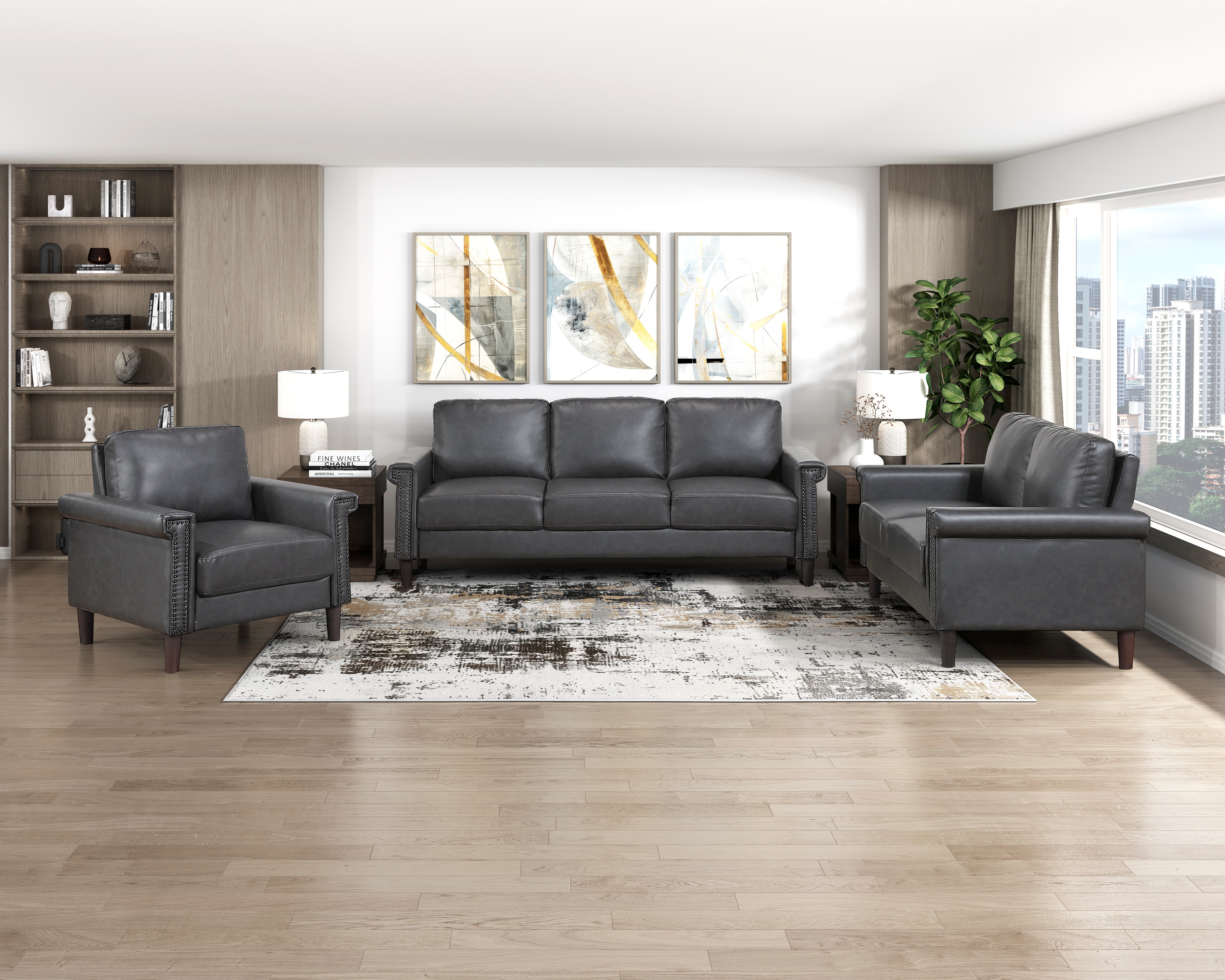 Dark Gray Faux Leath